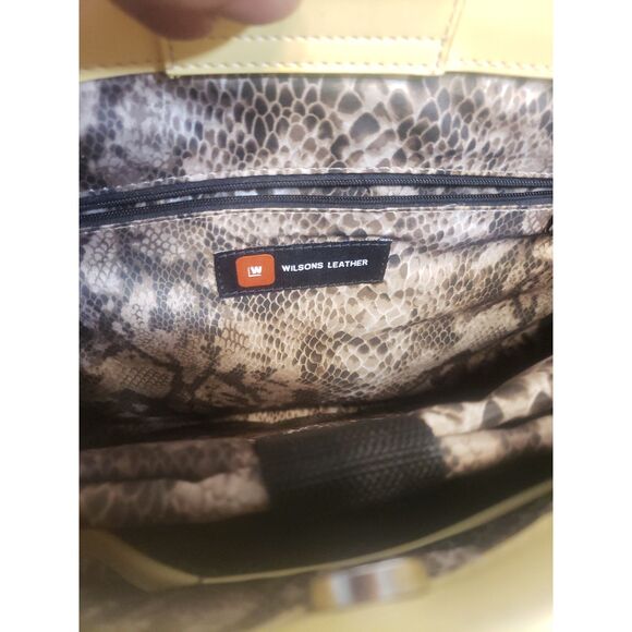 Wilson’s Yellow Genuine Leather Tote Bag Size Large - Picture 4 of 11